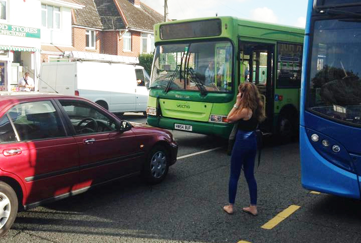 VEHICLES AND BUS COLLIDE NEAR COWES