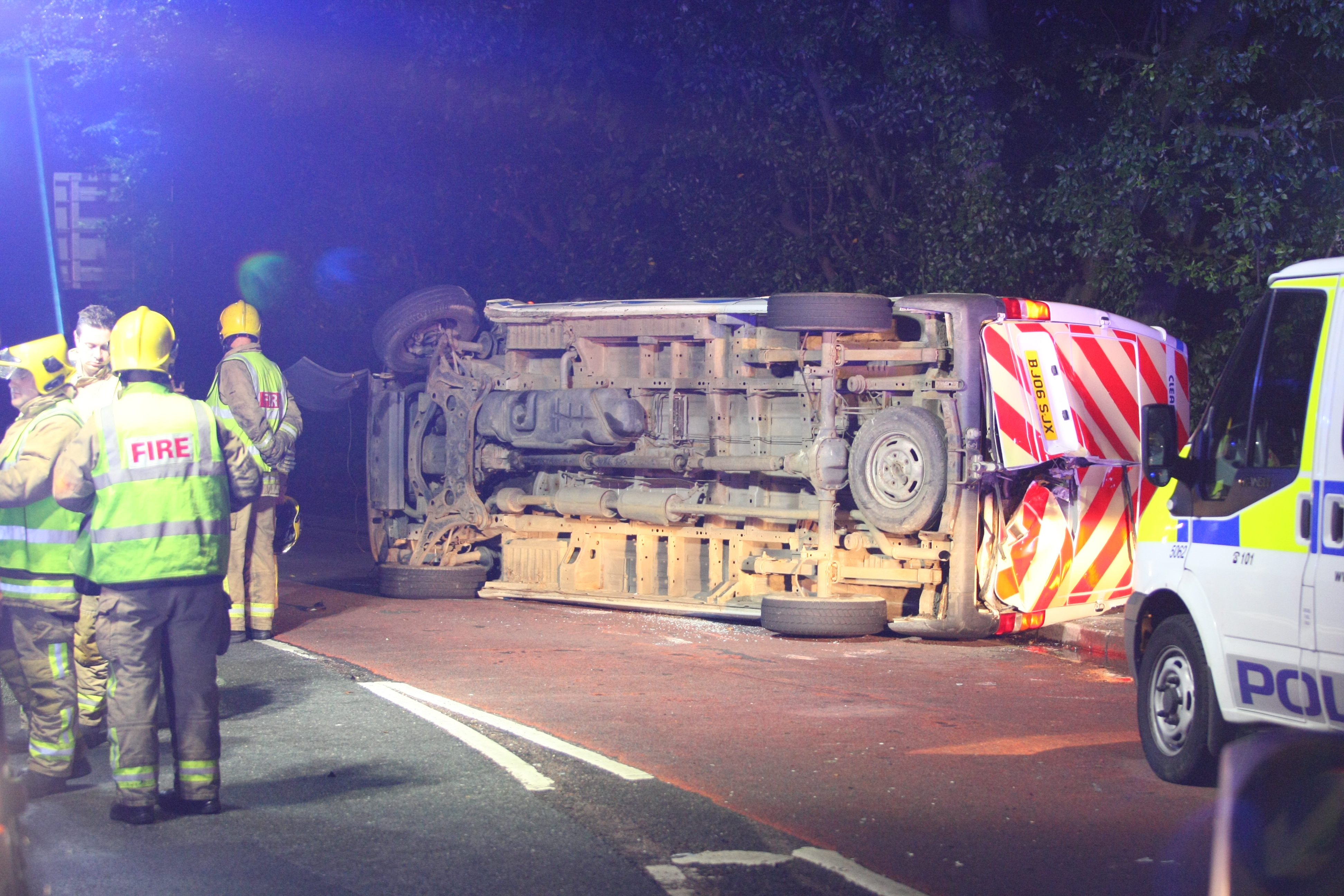 VAN OVERTURNS ON RYDE ROUNDABOUT