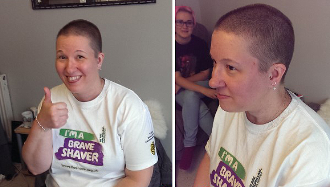 TARA BRAVES THE SHAVE TO HELP FIGHT CANCER