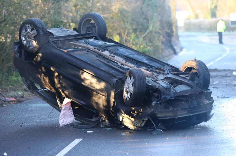 ONE TO HOSPITAL AFTER CAR ROLLS