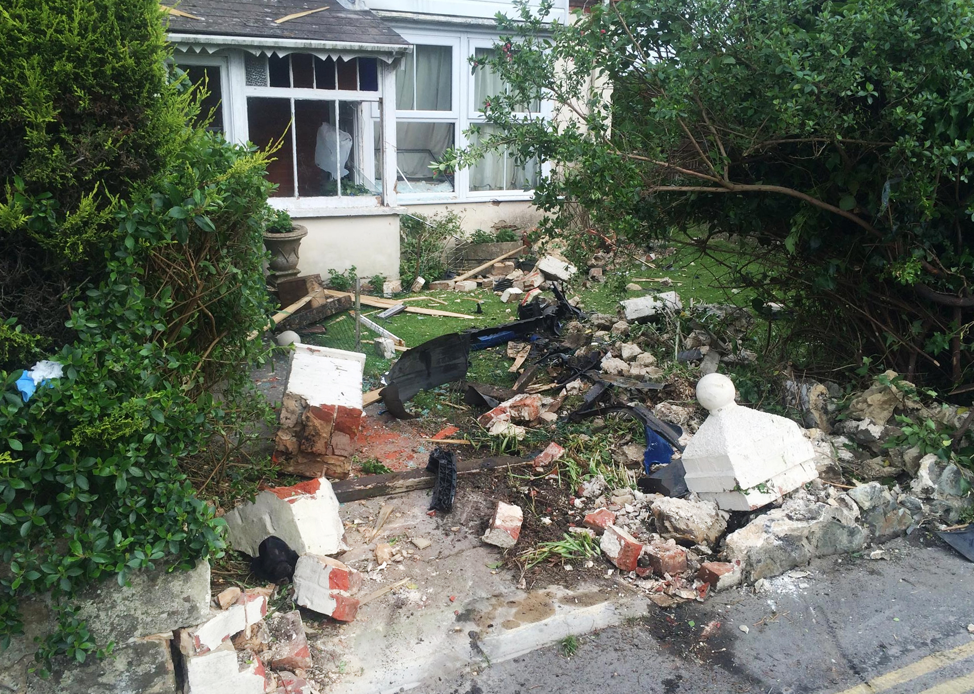 HELICOPTER SEARCH AFTER CAR CRASHES INTO HOUSE