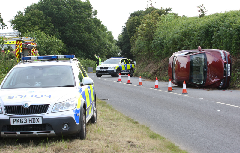 CAR OVERTURNS AT ARRETON