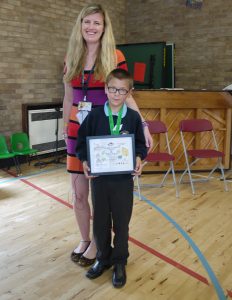 Toby Morris, 9, and Dani Johnson, Community Events Fundraiser at Earl Mountbatten Hospice
