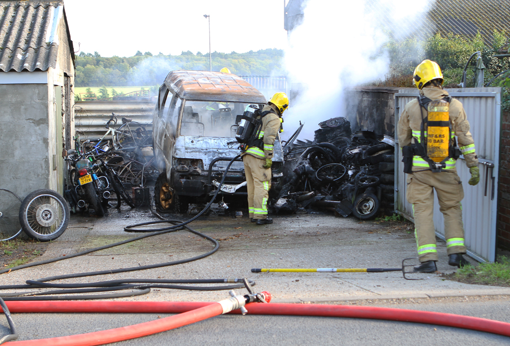 CAR DESTROYED BY FIRE AT ASHEY