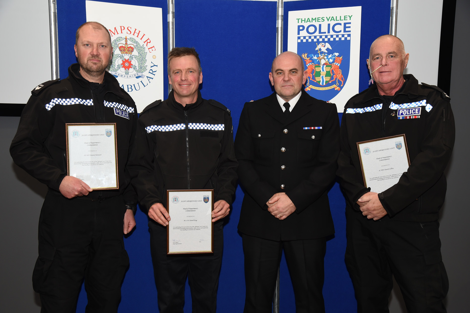 MARINE UNIT OFFICERS AWARDED FOR BRAVERY AND QUICK-THINKING