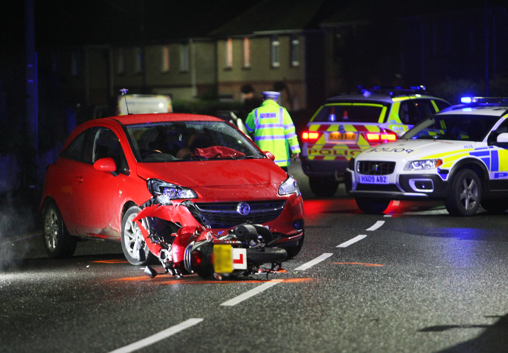 MOTORCYCLE IN COLLISION WITH CAR IN RYDE