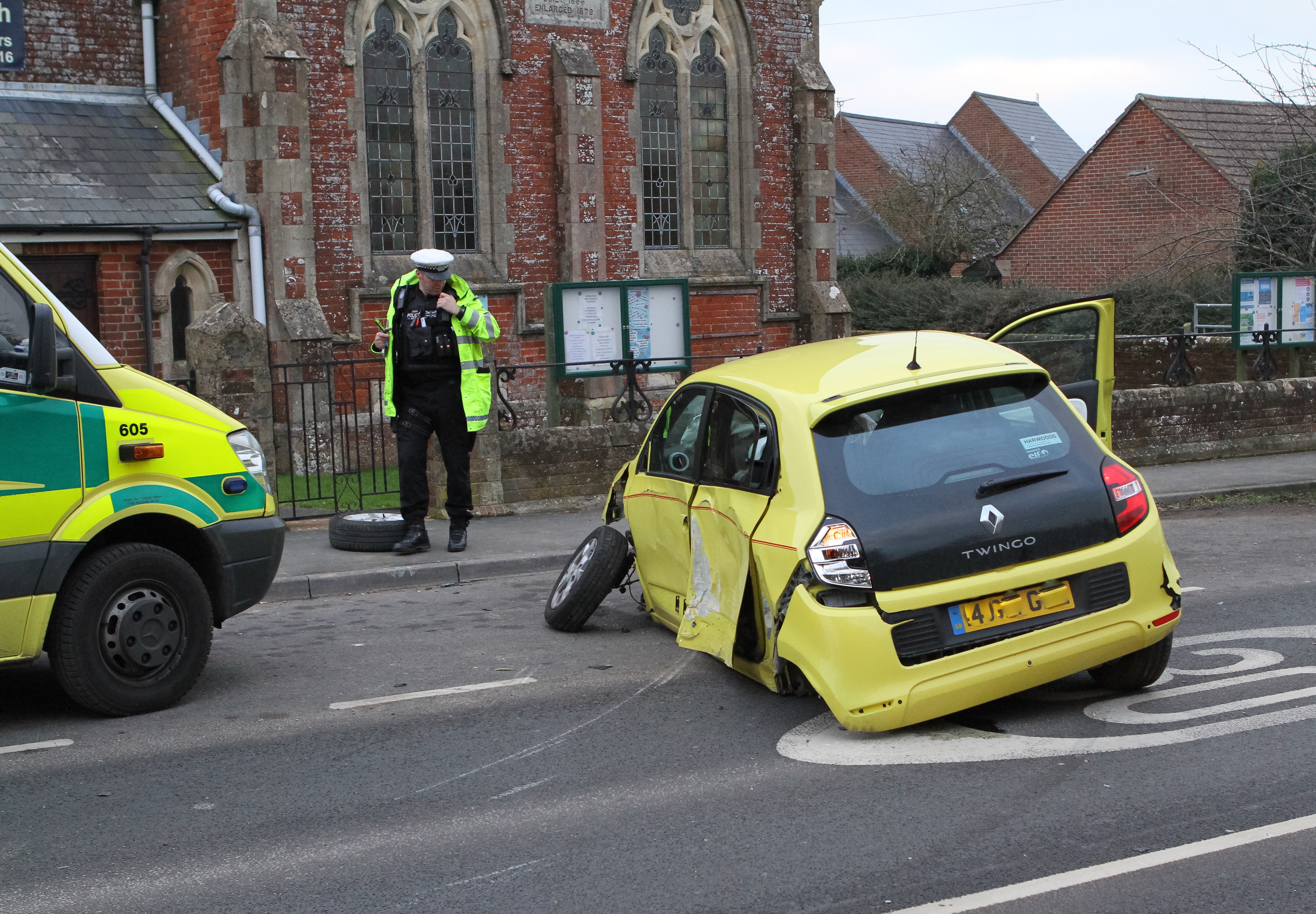 CAR CRASHES INTO WALL IN ARRETON