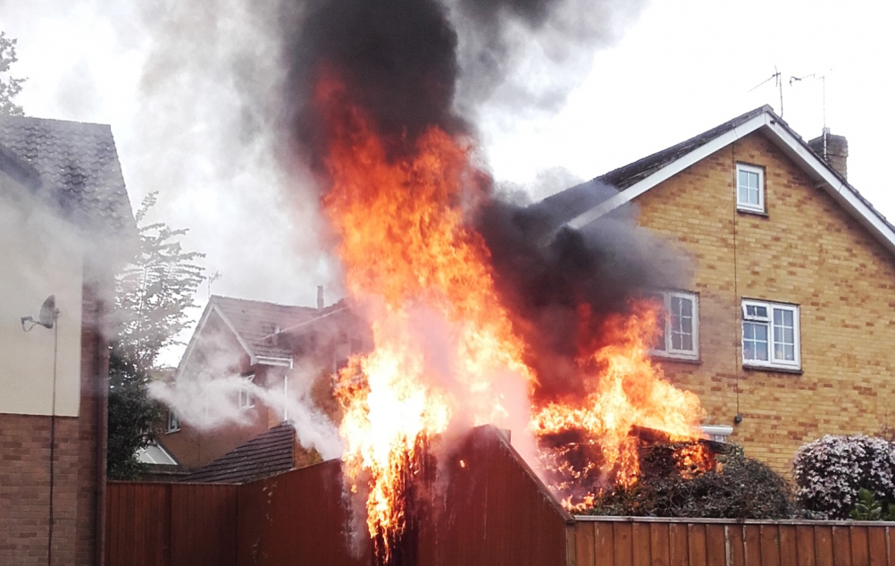 GARDEN FIRE DESTROYS SHED IN RYDE