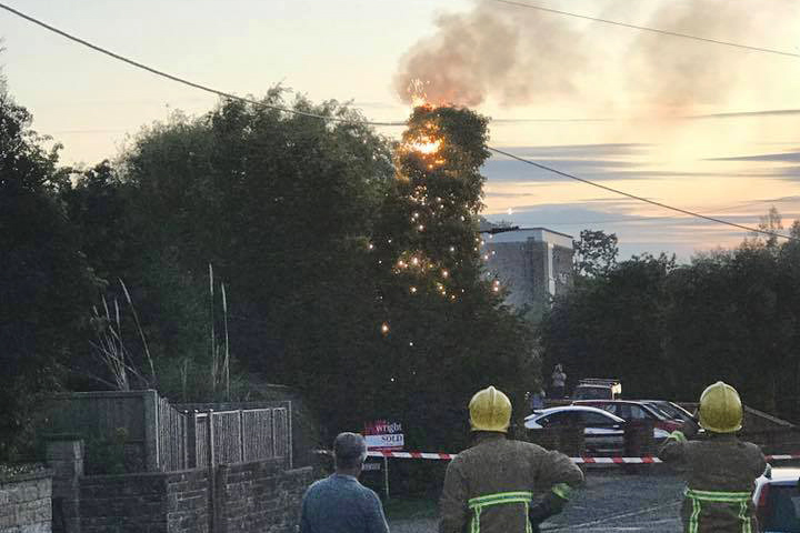 CORDON ERECTED AS ELECTRICITY POLE CATCHES FIRE