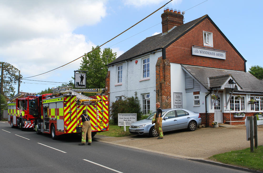 ROOF FIRE FEARS AT WOODMAN’S ARMS PUB