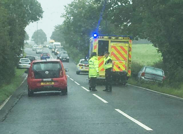 CAR CRASHES ON RACECOURSE