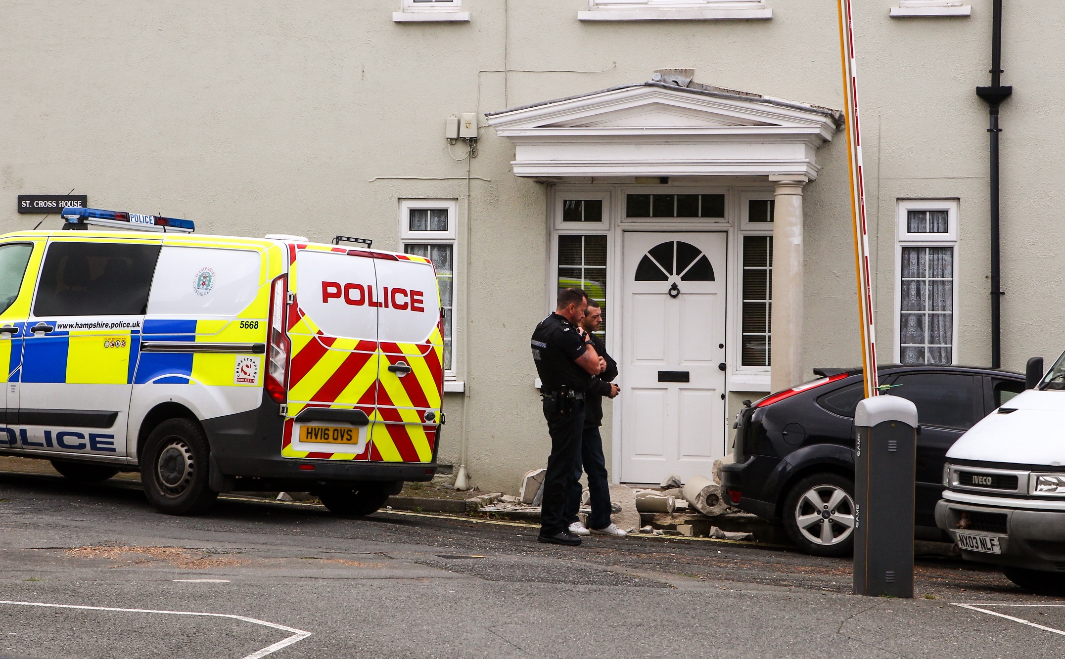 CAR CRASHES INTO FRONT OF NEWPORT HOUSE