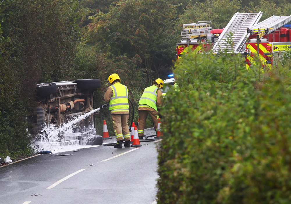 CAR ON SIDE IN ASHEY CRASH