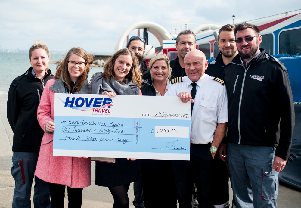 HOVERTRAVEL PRESENT HOVERWALKERS CHEQUE TO EARL MOUNTBATTEN HOSPICE