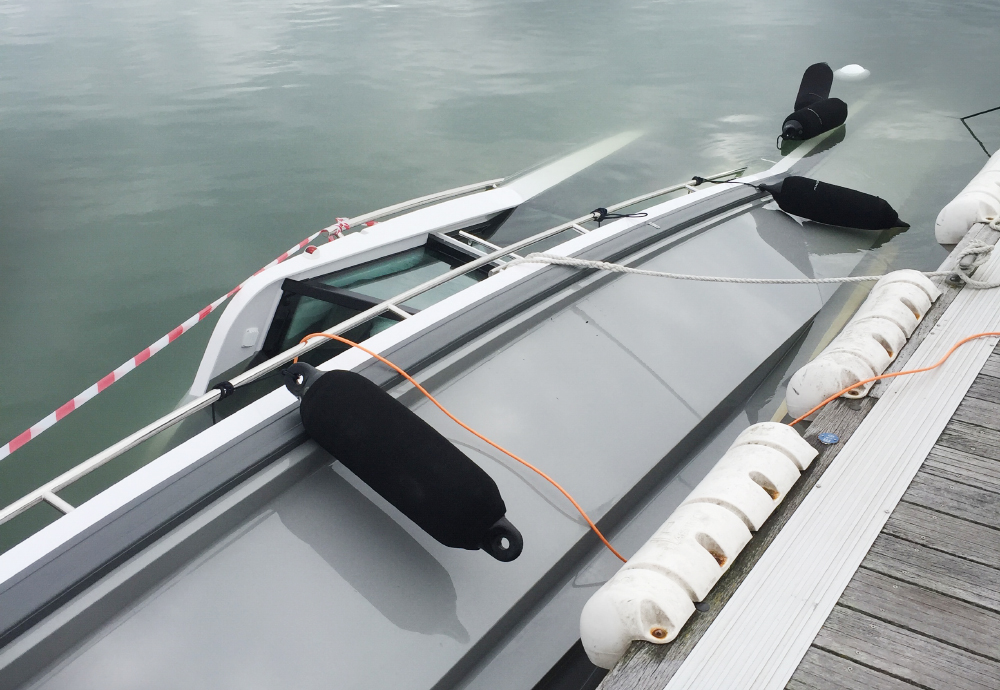 LUXURY BOAT SINKS IN BEMBRIDGE HARBOUR