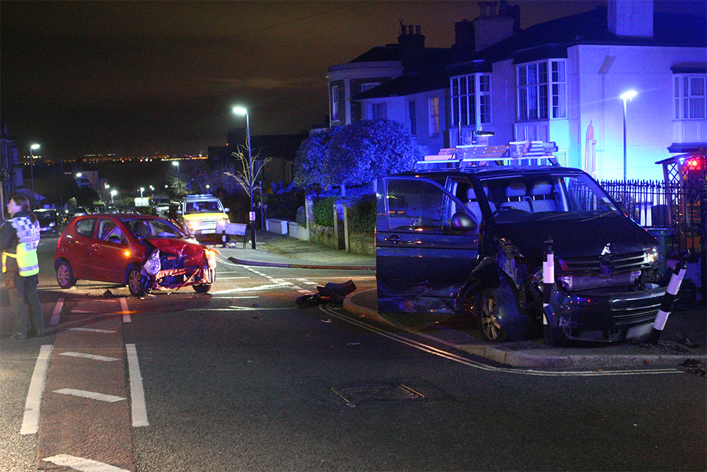 VAN AND CAR SMASH CLOSES DOVER STREET