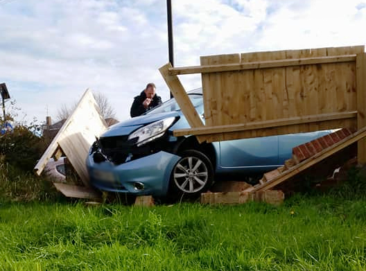 NISSAN CRASHES THROUGH WALL IN RYDE CAR PARK