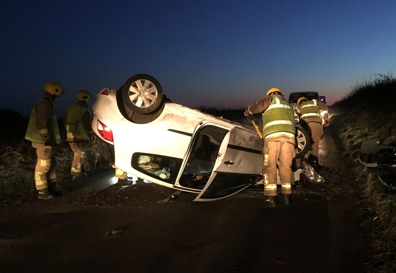 CAR FLIPS ON MIDDLE ROAD