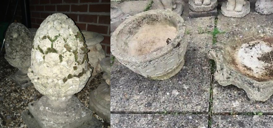POLICE HUNT STOLEN GARDEN ORNAMENTS