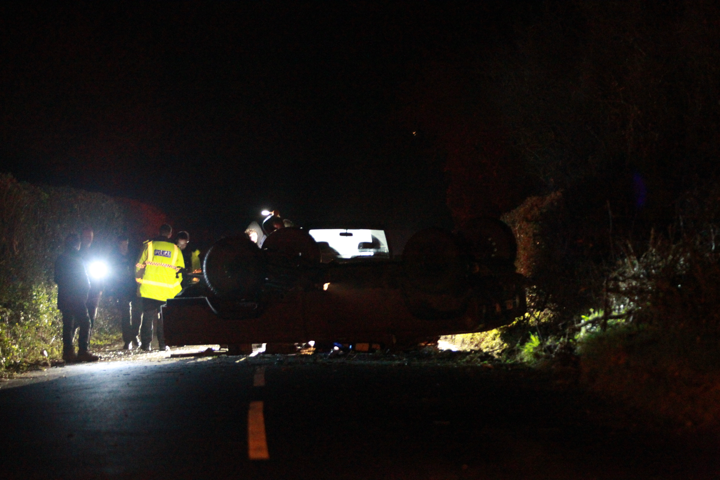 CAR ROLLOVER CLOSES ROAD IN CHALE