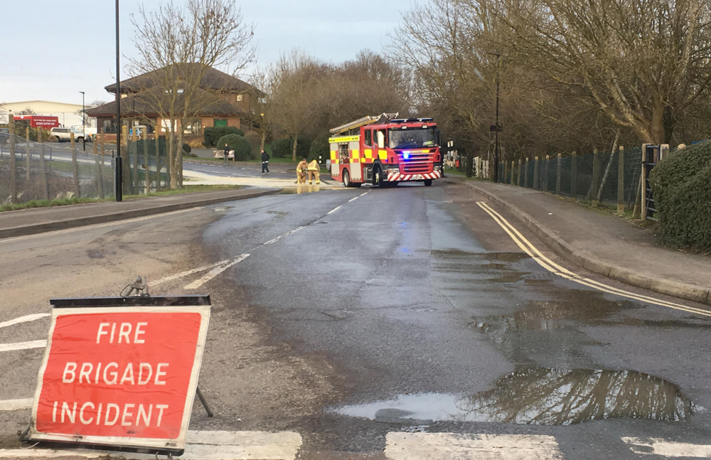 BURST WATER MAIN LEADS TO FLOODING ON INDUSTRIAL ESTATE