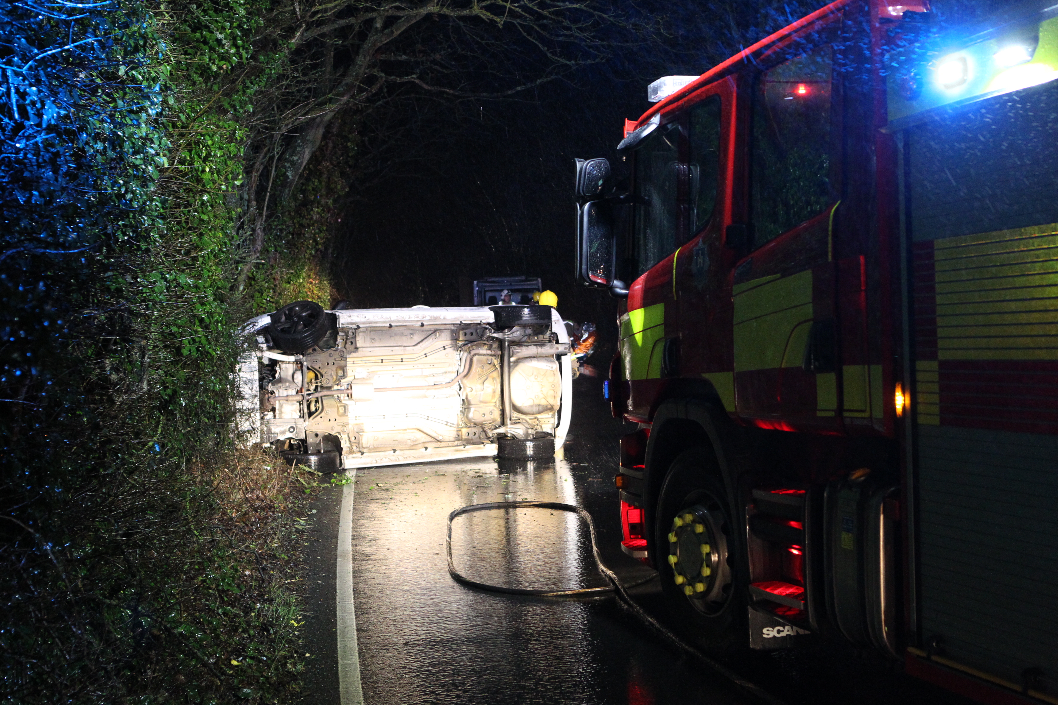CAR OVERTURNS ON SMALLBROOK LANE