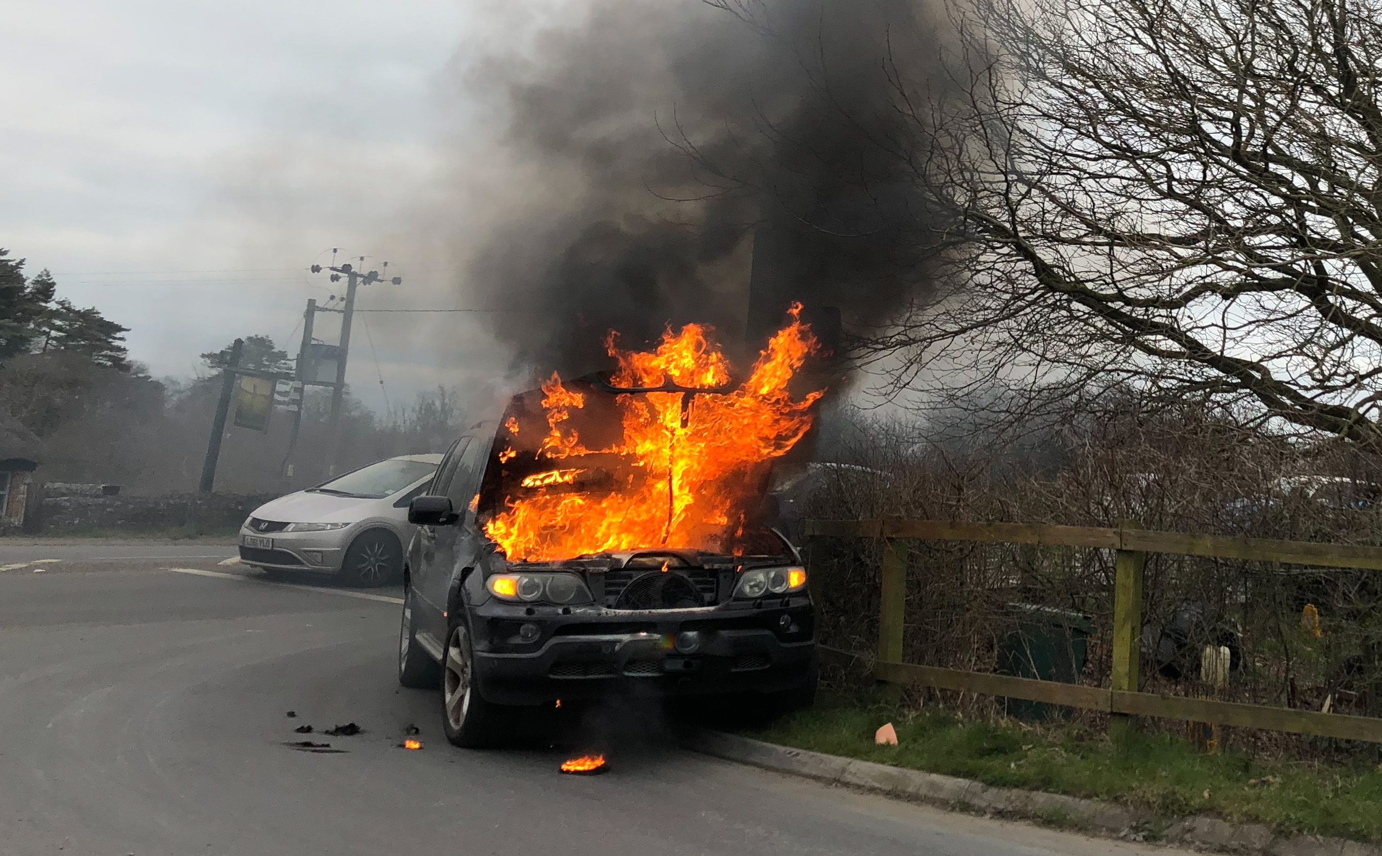CAR ENGULFED BY FLAMES AT DOWNEND