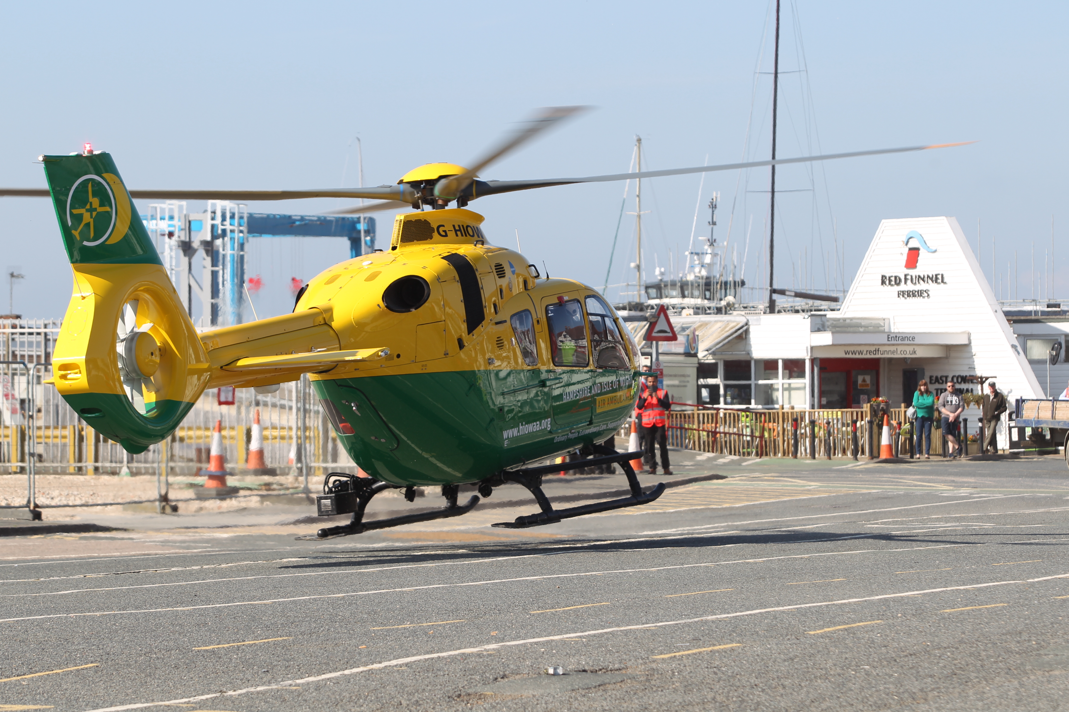AIR AMBULANCE LANDS AT RED FUNNEL TERMINAL