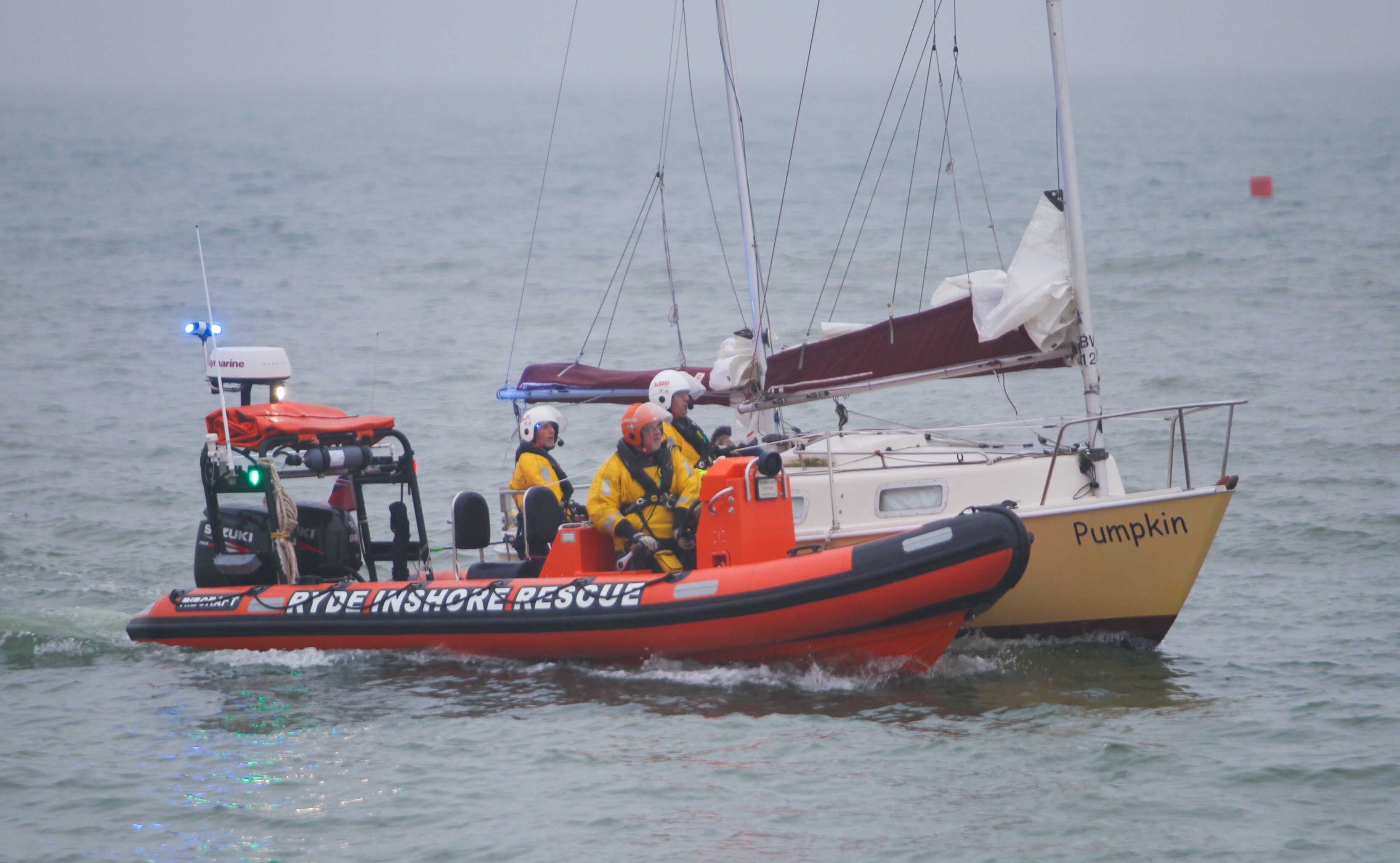 YACHT WITH ENGINE TROUBLE TOWED INTO RYDE