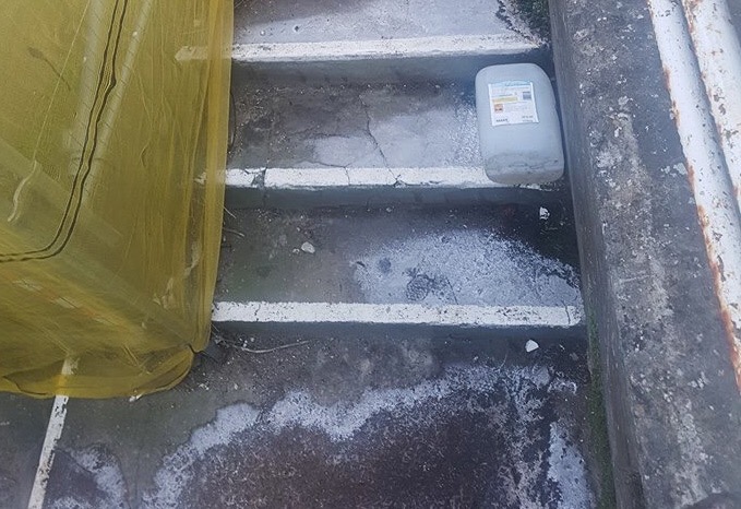 FIREFIGHTERS CALLED AFTER CORROSIVE LIQUID POURED DOWN STEPS