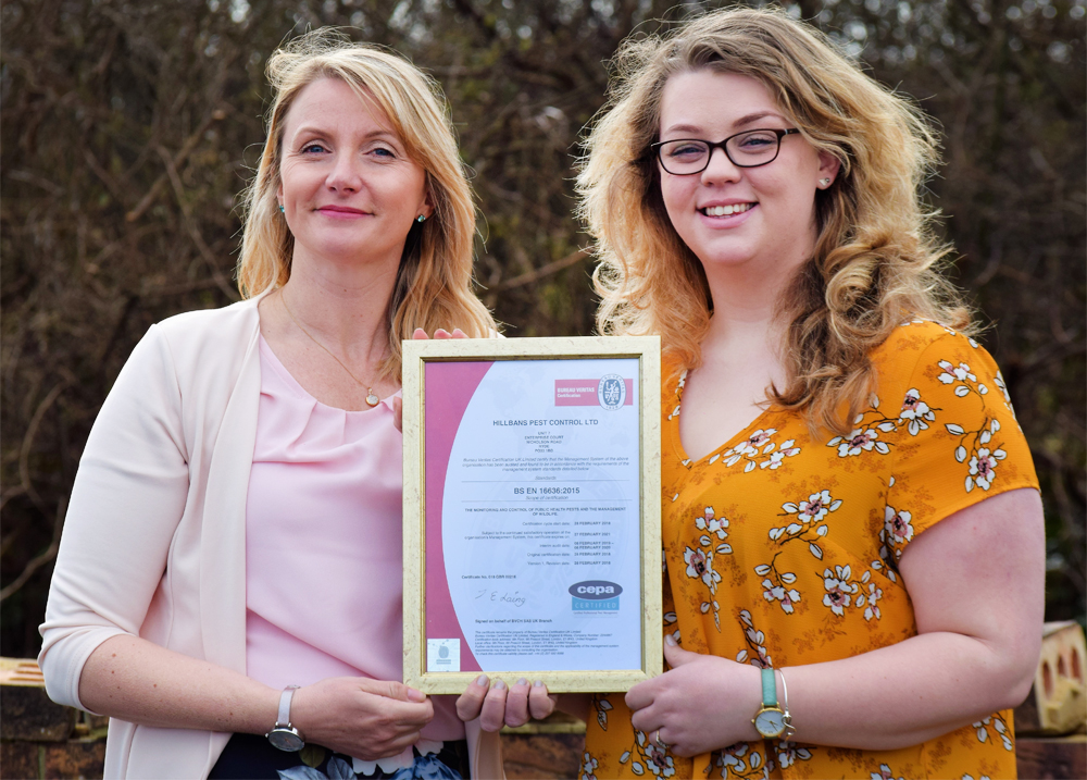 TOP EUROPEAN CERTIFICATION FOR HILLSBANS PEST CONTROL