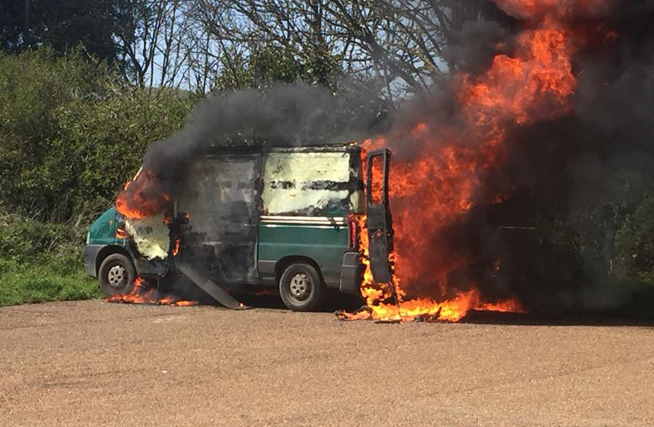 VAN BURSTS INTO FLAMES IN FRESHWATER BAY