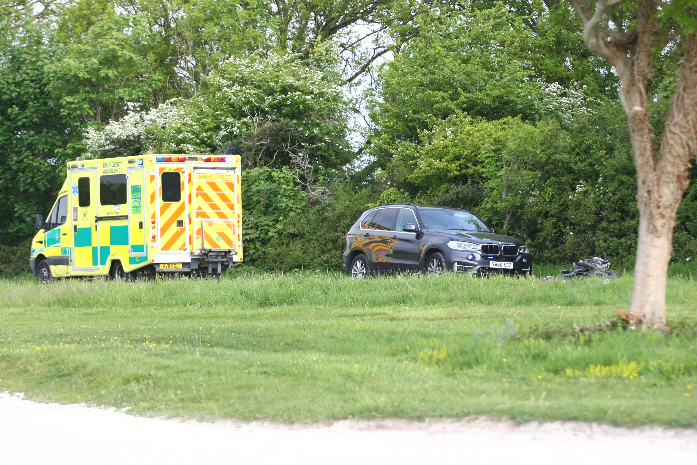 VAN AND MOTORCYCLE COLLIDE ON BRADING DOWNS