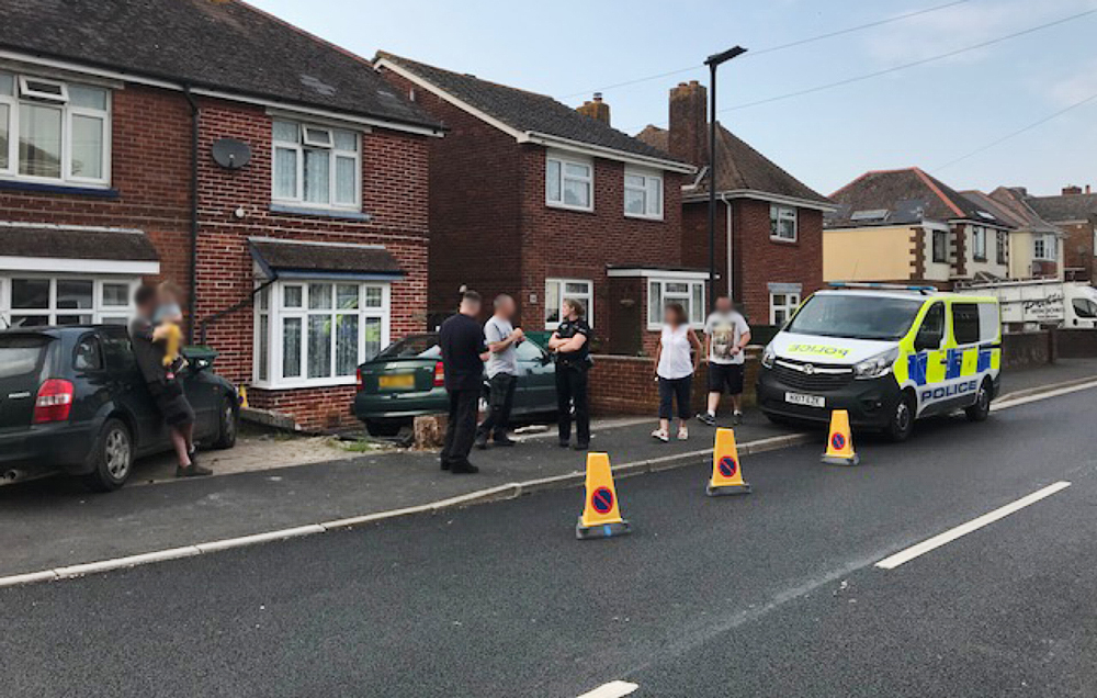 VEHICLE CRASHES INTO THE FRONT GARDEN OF NEWPORT HOME