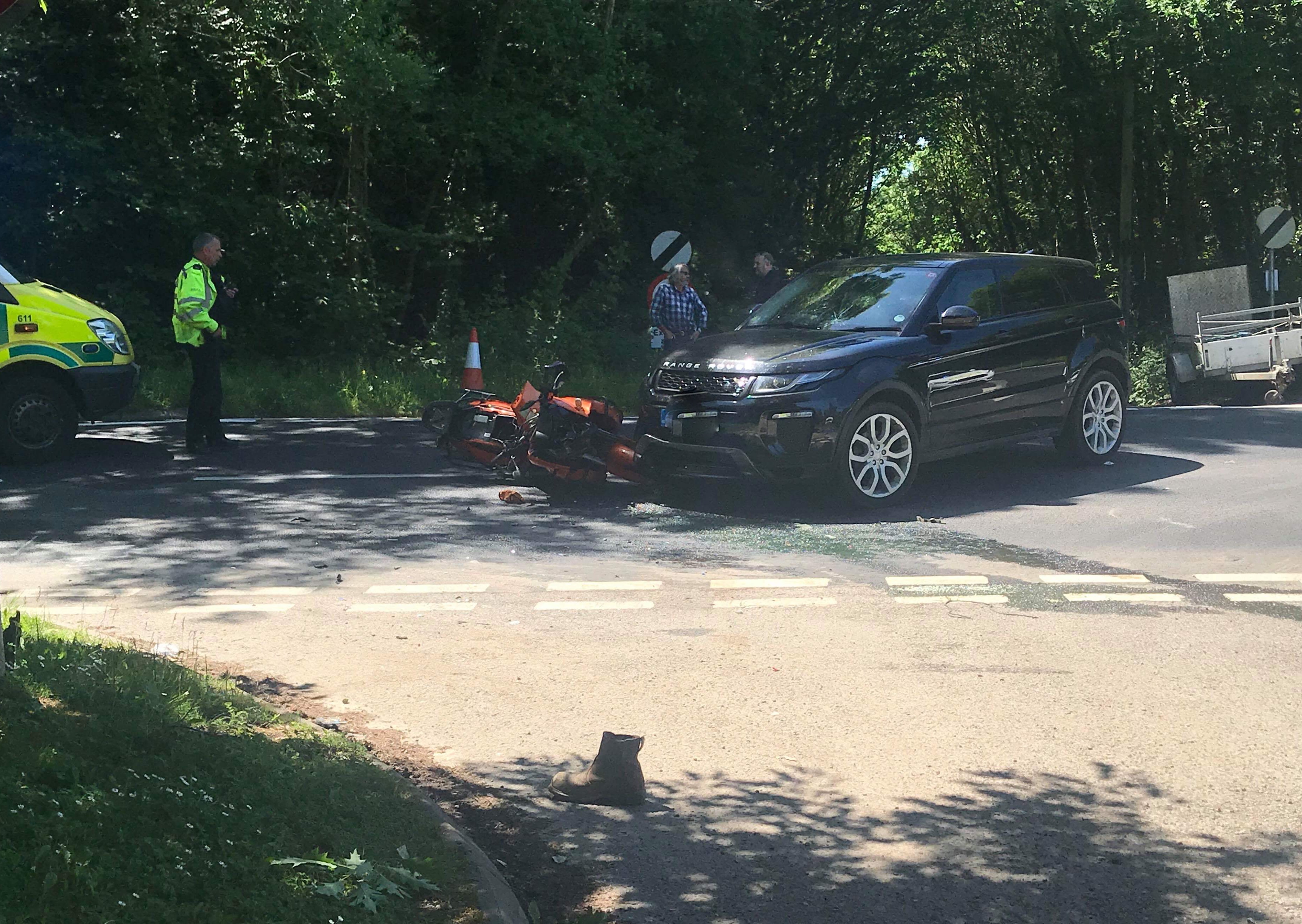 MOTORCYCLIST KNOCKED OFF BIKE IN BEAPER SHUTE COLLISION