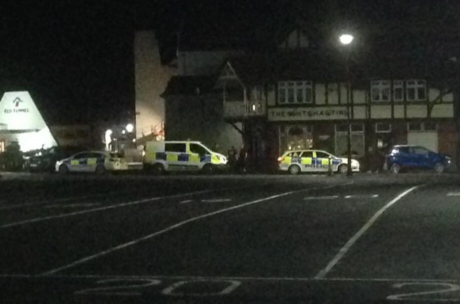 POLICE DESCEND ON FERRY TERMINAL TO INTERCEPT CAR