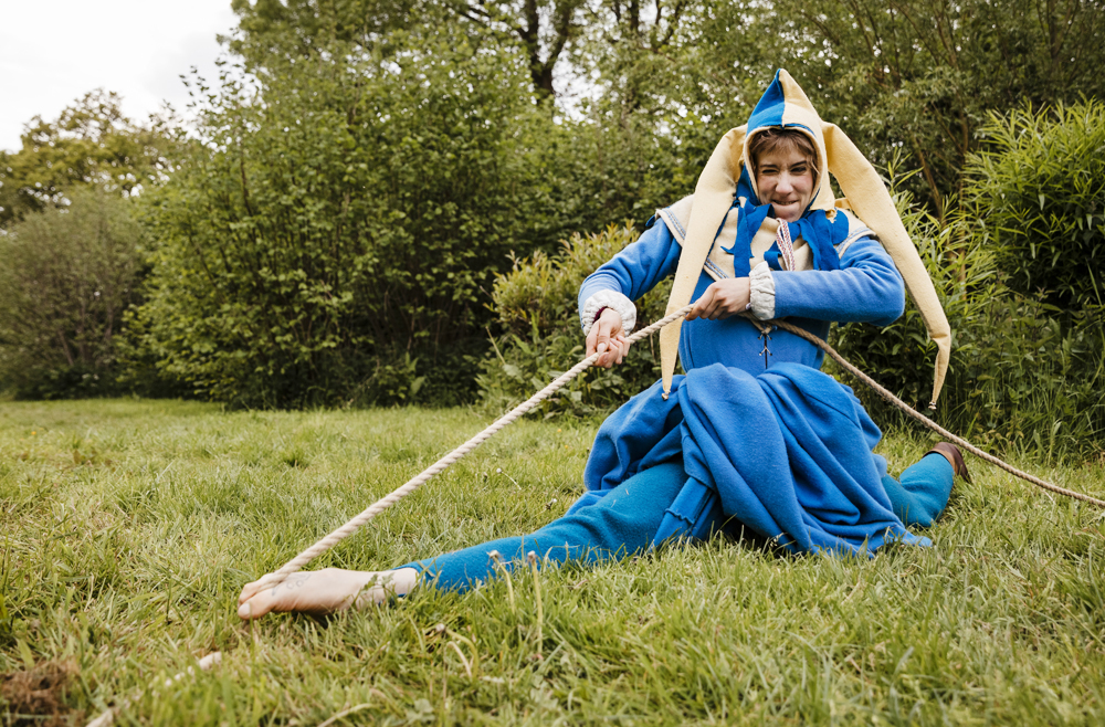 COLETTE PLAYS THE FOOL AT CARISBROOKE CASTLE
