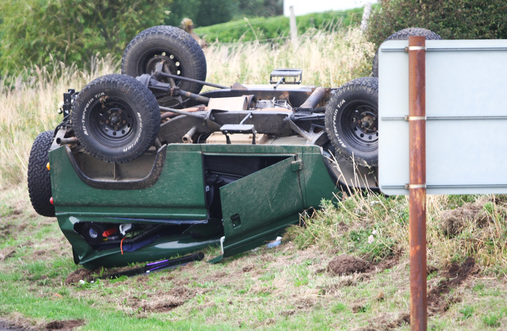 CAR ROLLS ONTO ROOF AT BLACKGANG