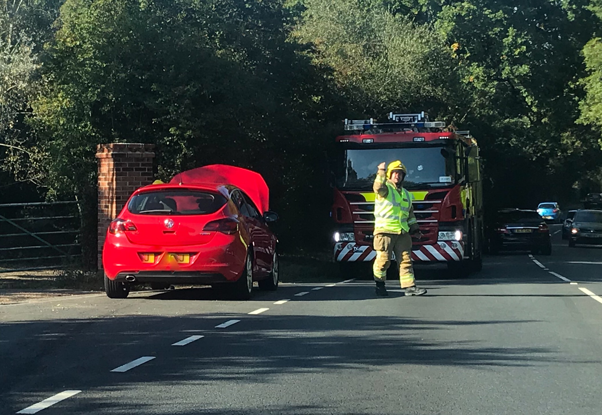 CAR FIRE FEARS ON BEAPER SHUTE