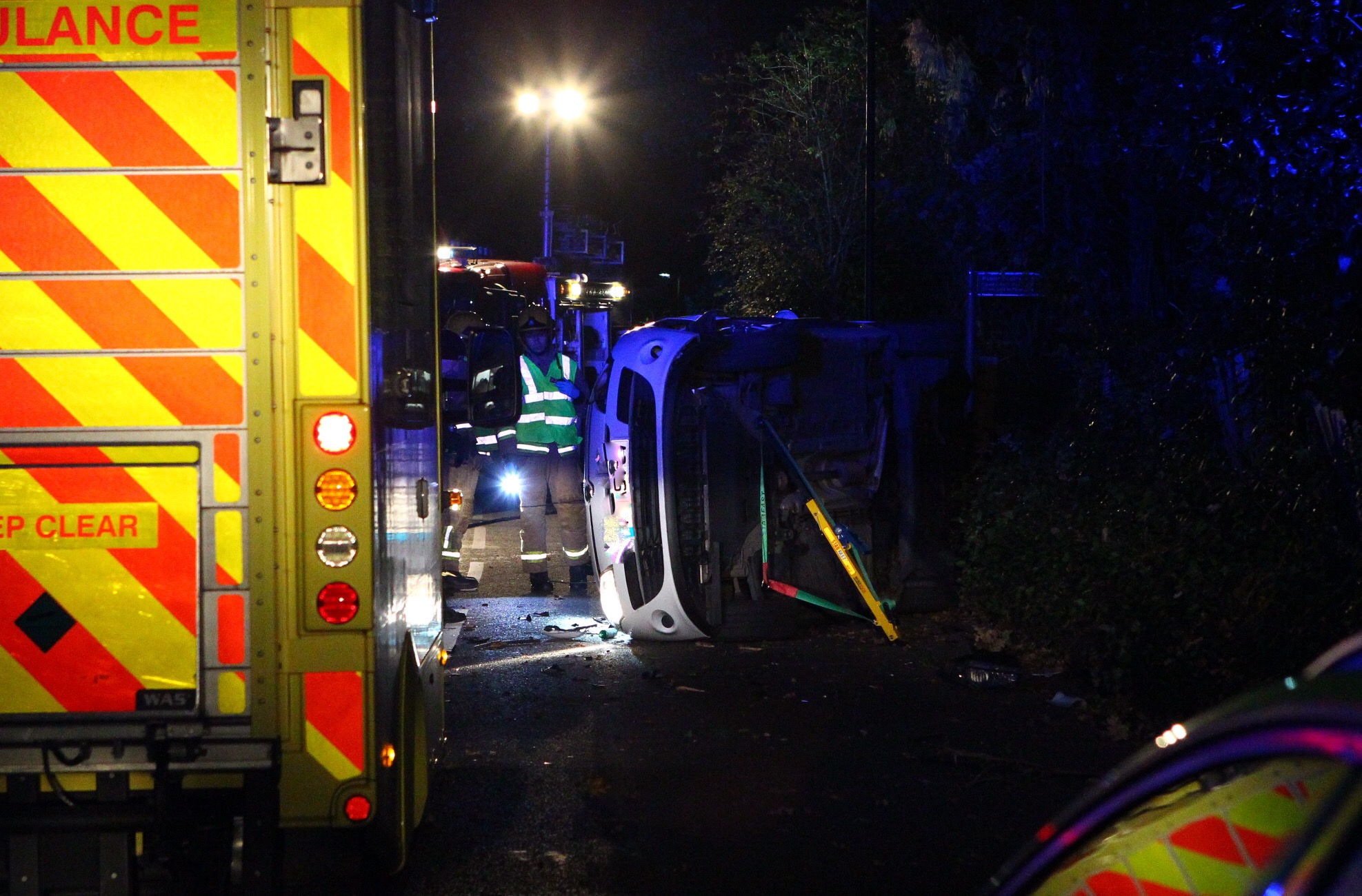 CAR ROLLS ONTO SIDE IN EARLY HOURS CRASH IN BEMBRIDGE