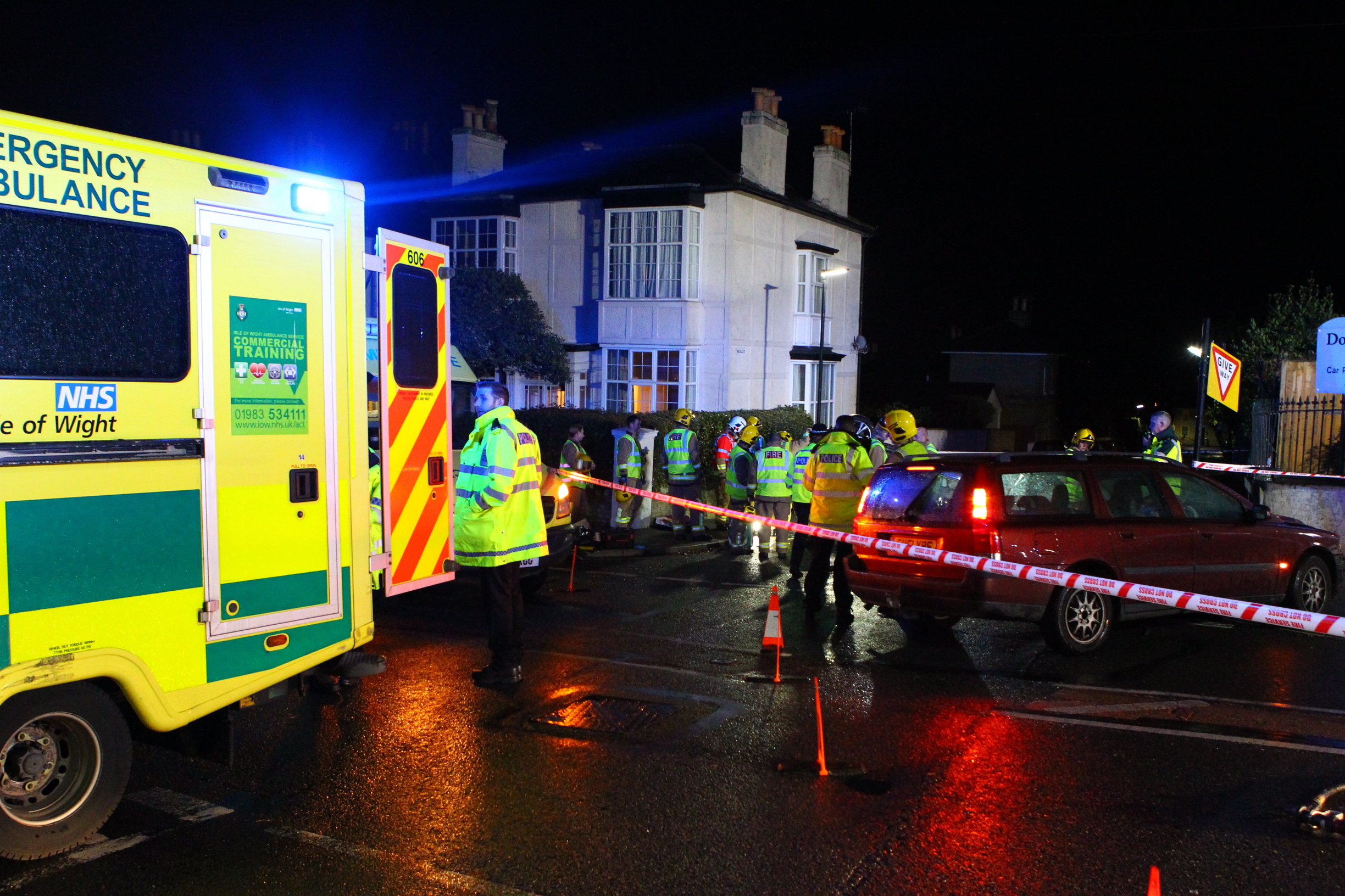 PERSONS TRAPPED AS CAR FLIPS ONTO ROOF IN RYDE CRASH