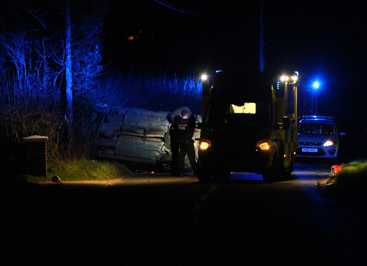 ROLLOVER CRASH BLOCKS MAIN ROAD NEAR NEWPORT