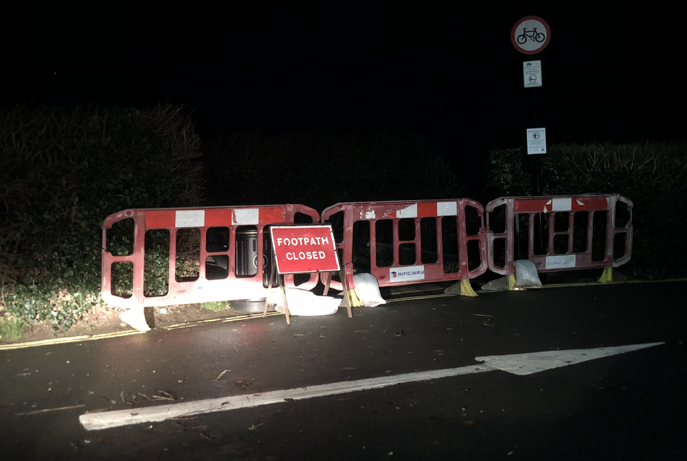 CLIFF MOVEMENT SEES FOOTPATH CLOSED IN LAKE