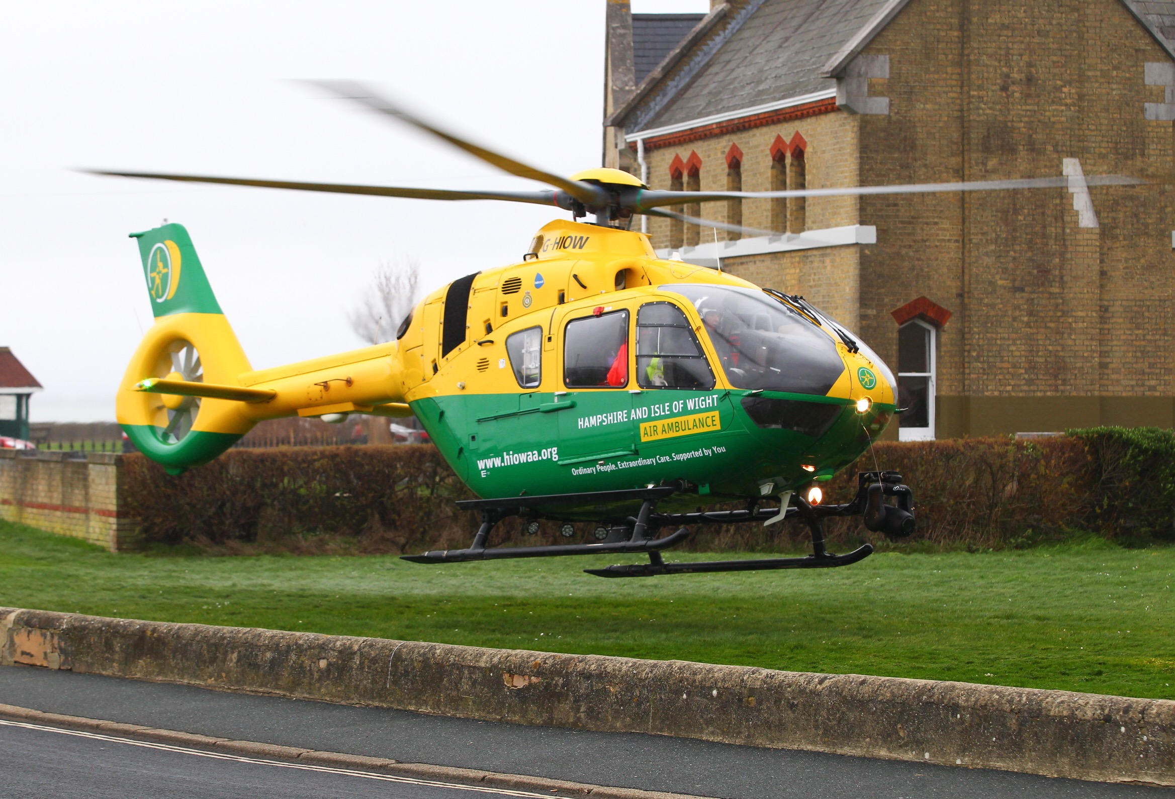 AIR AMBULANCE CARRIES OUT MEDIVAC FROM EAST COWES ESPLANADE