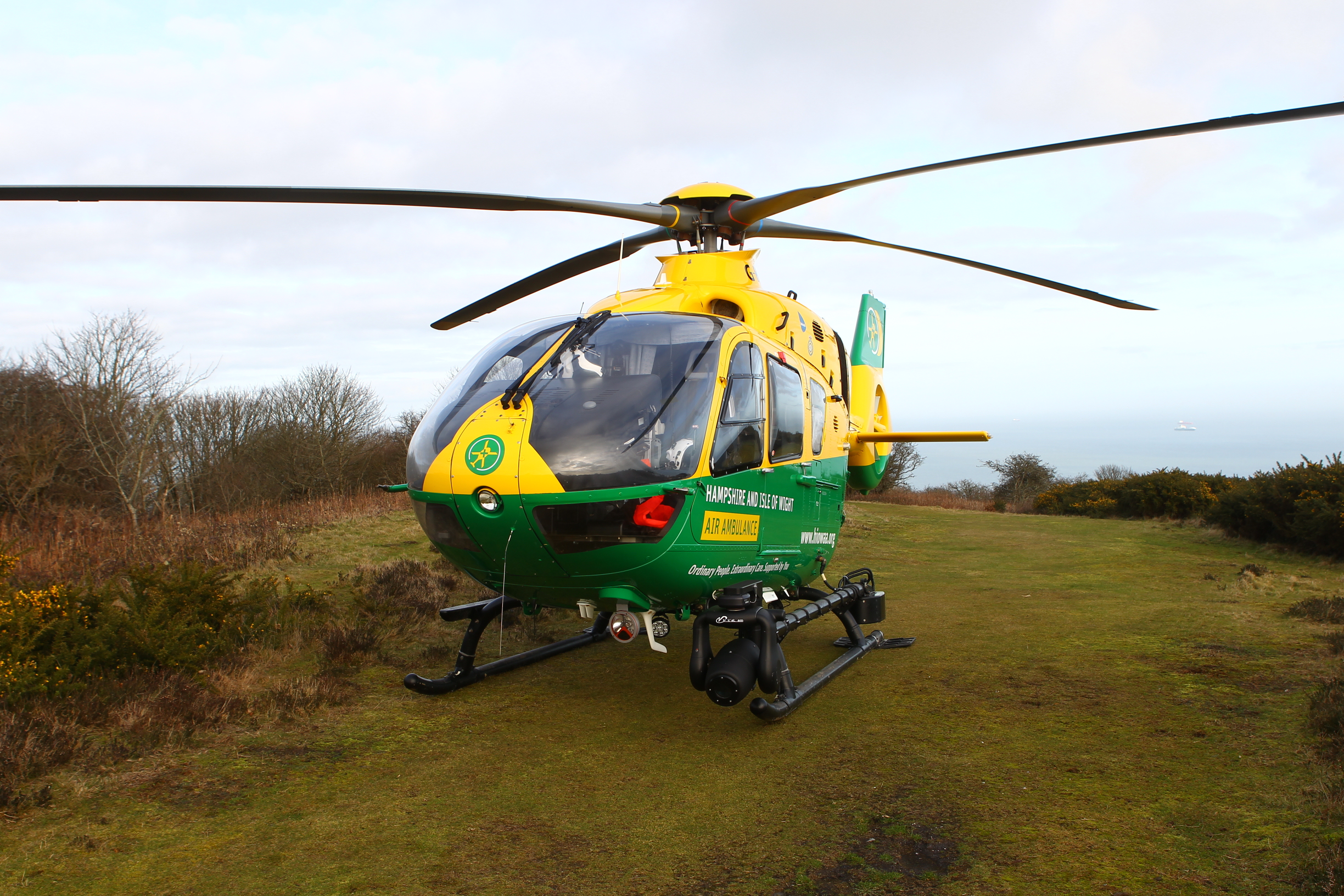 AIR AMBULANCE LANDS IN REMOTE SPOT ABOVE VENTNOR