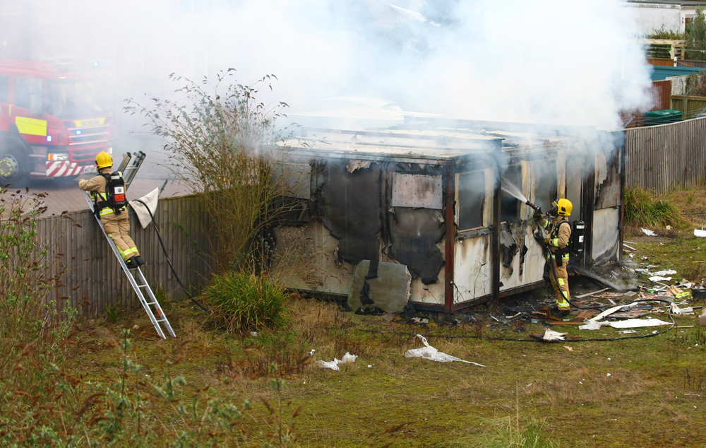 PORTACABIN FIRE ON WASTE LAND IN RYDE