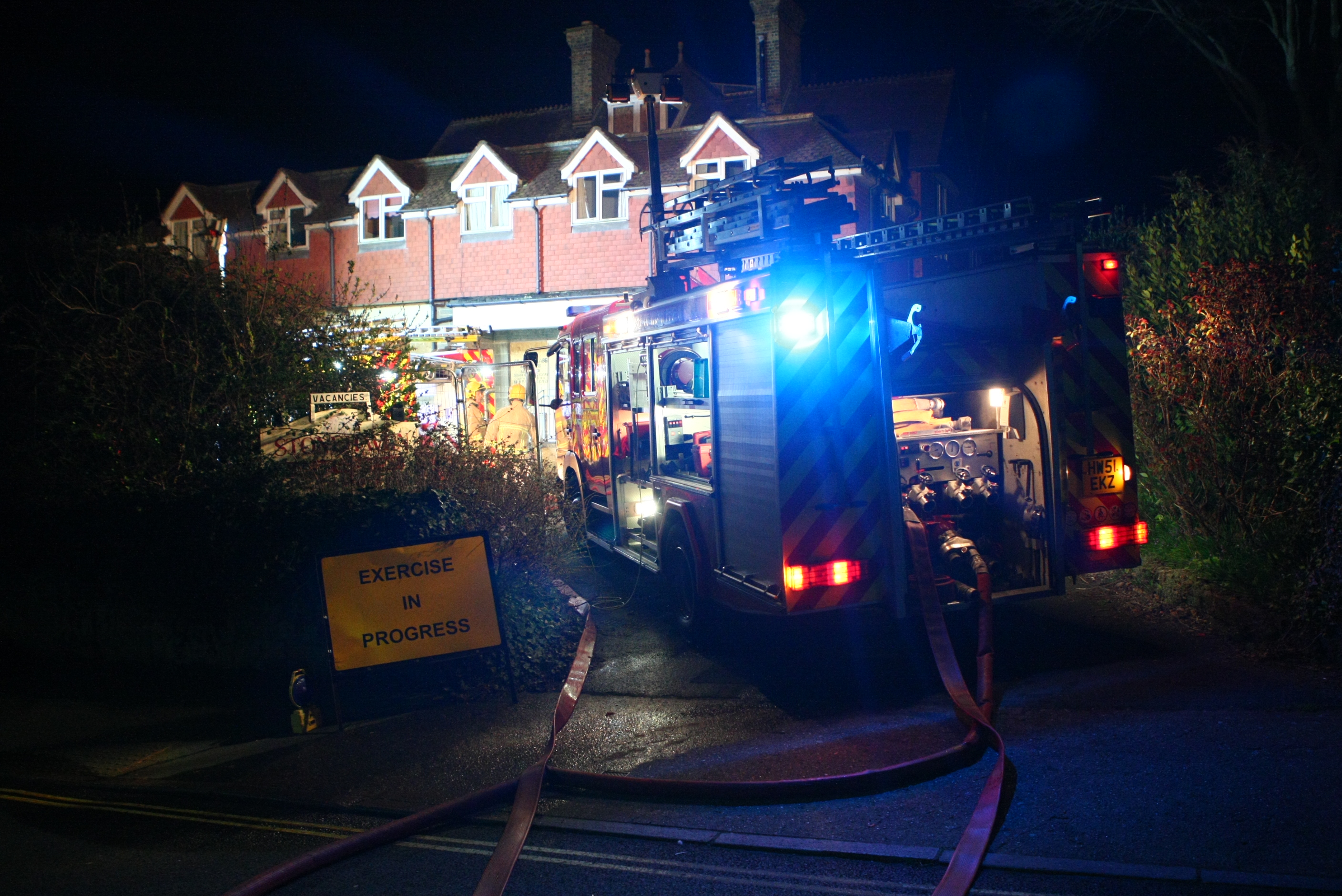 FIRE CREWS EXERCISE FOR BLAZE AT FORMER CARE HOME