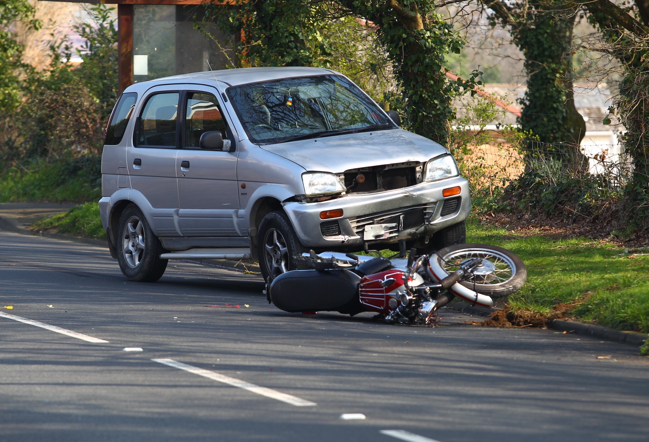 CAR AND MOTORCYCLE COLLIDE AT APSE HEATH
