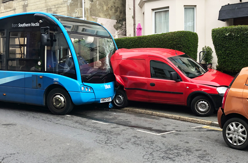 SCHOOL BUS CRASHES INTO 2 VEHICLES IN VENTNOR