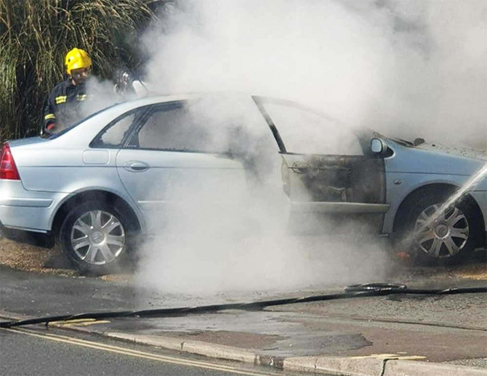FIREFIGHTERS CALLED TO CAR BLAZE IN LAKE